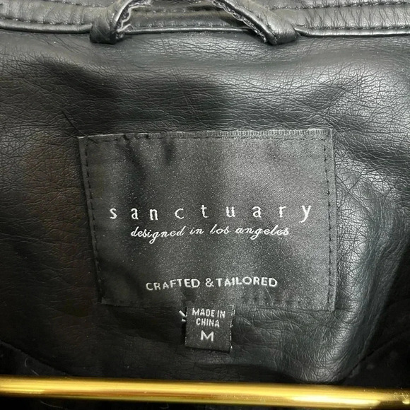 Sanctuary black vegan leather Moto jacket size medium - Picture 3 of 6
